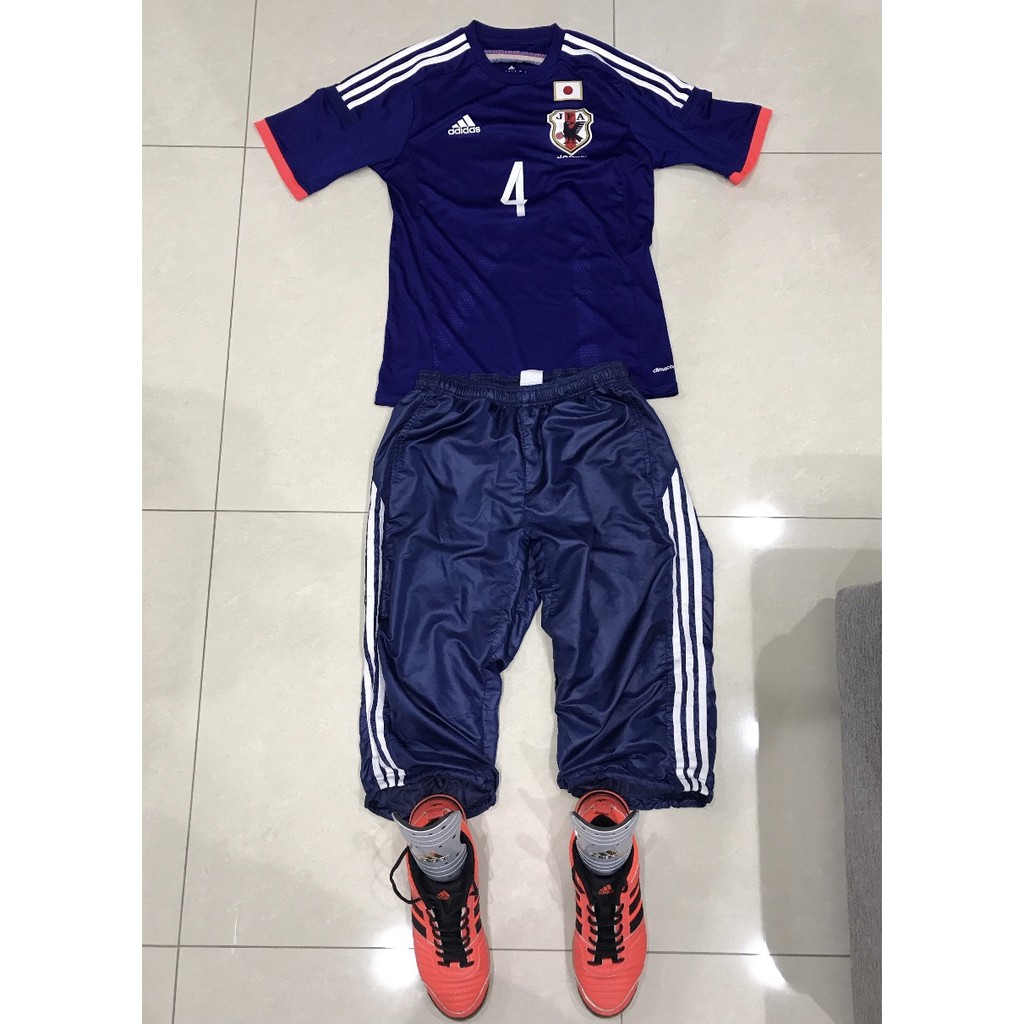 二手 Adidas 室內足球一整套 14年日本代表衣服選手級本田圭佑款 短褲 室內足球鞋 護脛 蝦皮購物