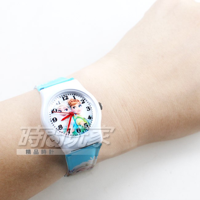 Disney 迪士尼 時尚卡通手錶 冰雪奇緣 艾莎公主 安娜 手錶 數字女錶 粉藍色 D冰雪小B2【時間玩家】