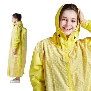 [安信騎士] BAOGANI 寶嘉尼 B06 千鳥格 背包客多功能前開拉鍊雨衣 黃色 背包雨衣 一件式 連身式 雨衣