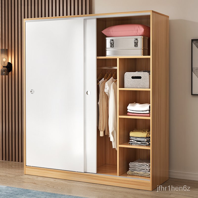 新款熱銷   衣櫃家用臥室現代簡約經濟型小戶型推拉門大衣櫃出租房用移門衣櫥