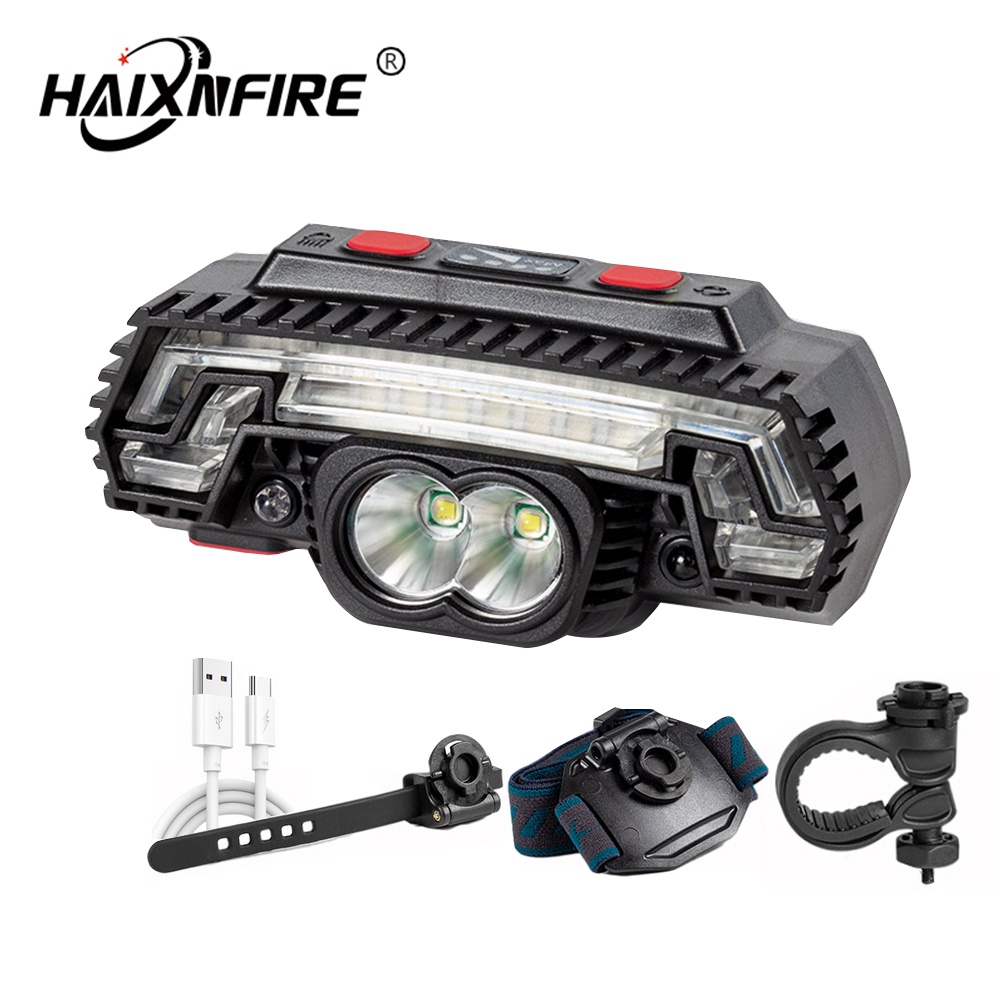 Haixnfire BL03自行車燈多功能手電筒帶磁鐵工作燈頭燈雙燈珠防水釣魚燈LED可充電燈