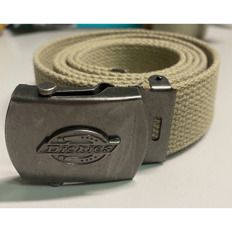 二手正品 Dickies military Bucklet belt 工裝皮帶 帆布皮帶 腰帶 立體logo 卡其色