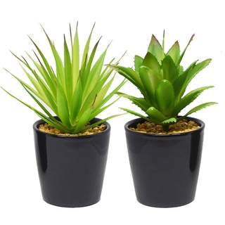 【YU Living】模擬鳳梨蘆薈人造盆栽二件組 綠色植物盆栽 室內擺件 (綠色) [折扣碼現折]