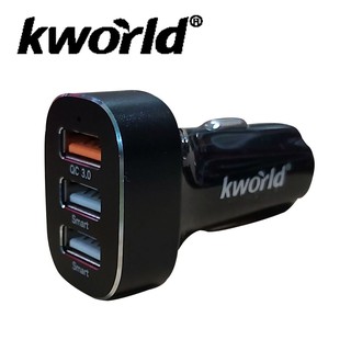 【Kworld 廣寰】QC3.0 高速車用3孔USB充電器 733