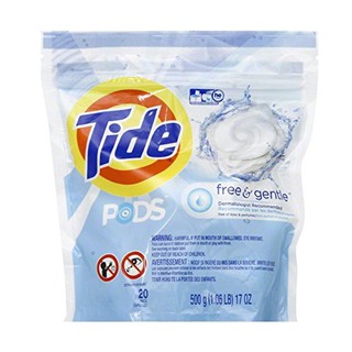 美國進口Tide洗衣凝膠球-無香精(500g/20粒)*2包
