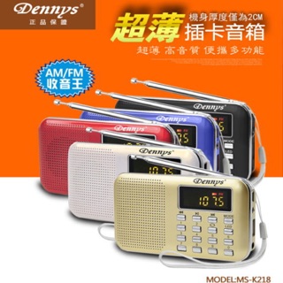 Dennys USB/SD/MP3/AM/FM超薄插卡收音機喇叭(MS-K218)