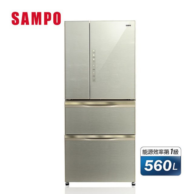 【SAMPO 聲寶】560公升一級省電變頻/玻璃四門冰箱 SR-A56GDD(Y7)