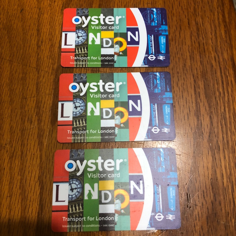 倫敦交通卡悠遊卡 Oyster card 生蠔卡 牡蠣卡 共有三張