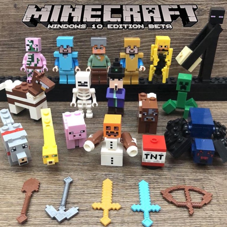 16pcs my world / MC figure Lego Minecraft Minifigures 兒童鐵木偶積