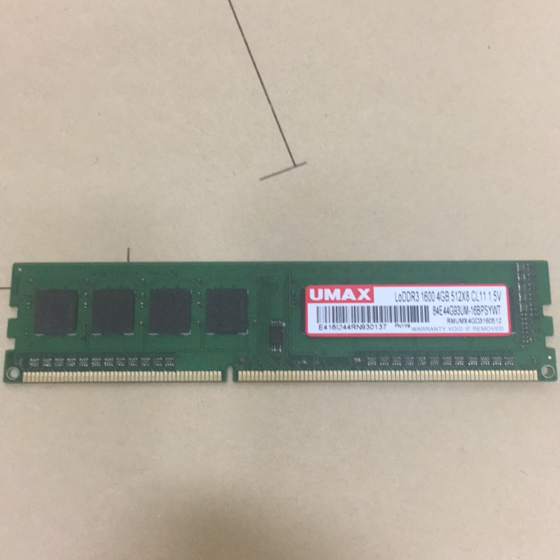 UMAX DDR3 1600 4G 單面 記憶體