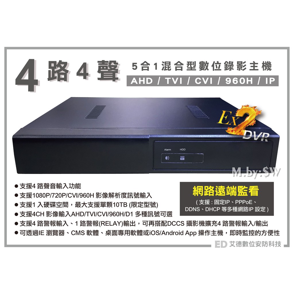 『EX2』四路DVR主機 監視器 監控主機  EX2 DVR 五百萬高解析 上市公司 五合一 操作簡易