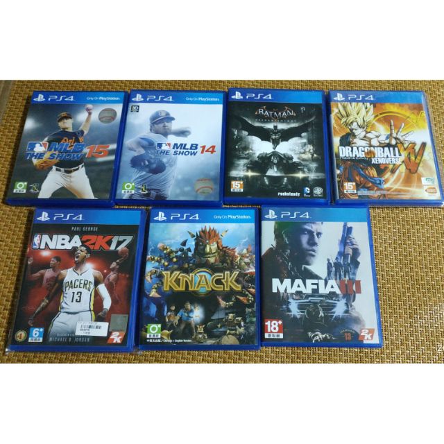 PS4遊戲 MLB THE SHOW14+15、蝙蝠俠、納克、七龍珠 異戰、
Nba2k17、
MAFIA3 7片合售