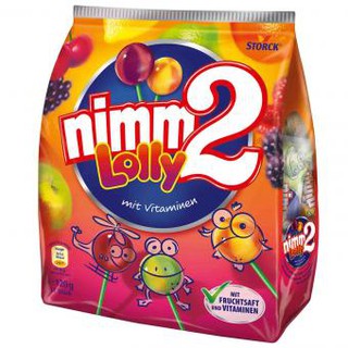 Über 德國 nimm2 Lolly 12er Beutel 果汁和維生素棒棒糖 (12支 4種口味)-現貨