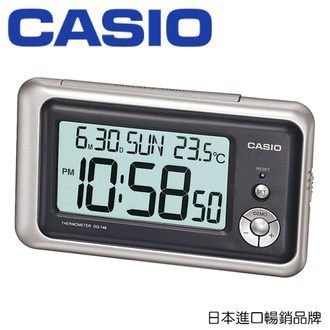 CASIO CLOCK 卡西歐液晶大字幕/年.月.日.星期.溫度貪睡鬧鐘 型號：DQ-748-8DF