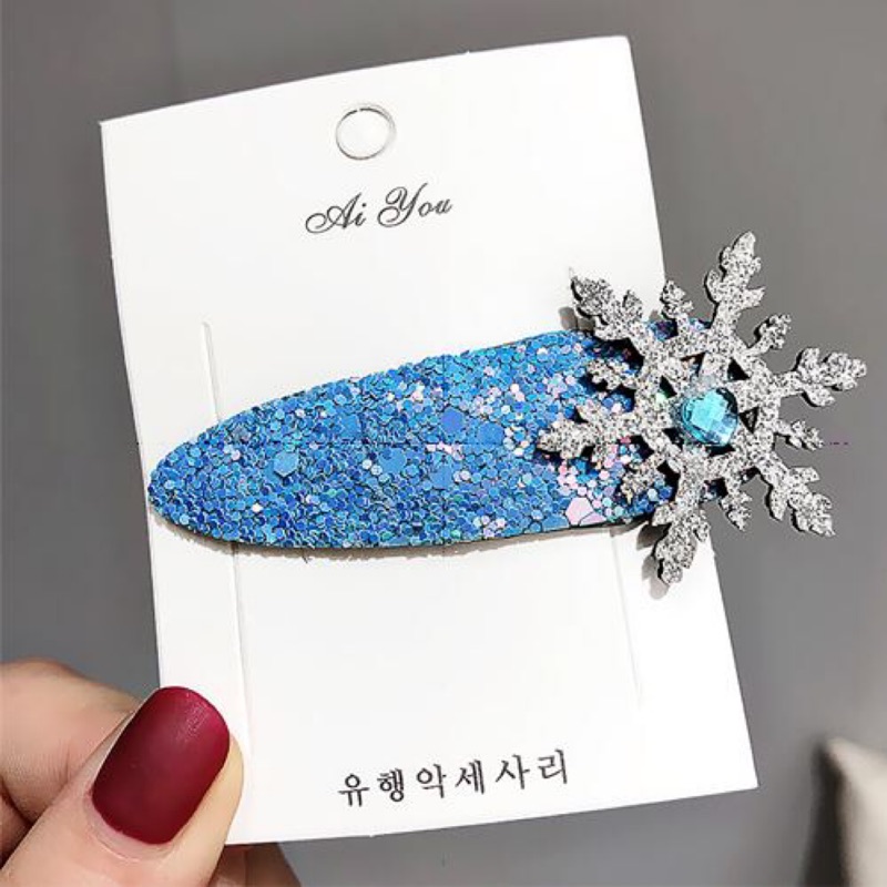 🦊JJ代購韓國童裝-🇰🇷兩入一組/現貨❤️ 冰雪奇緣藍色雪花髮夾 韓國髮飾