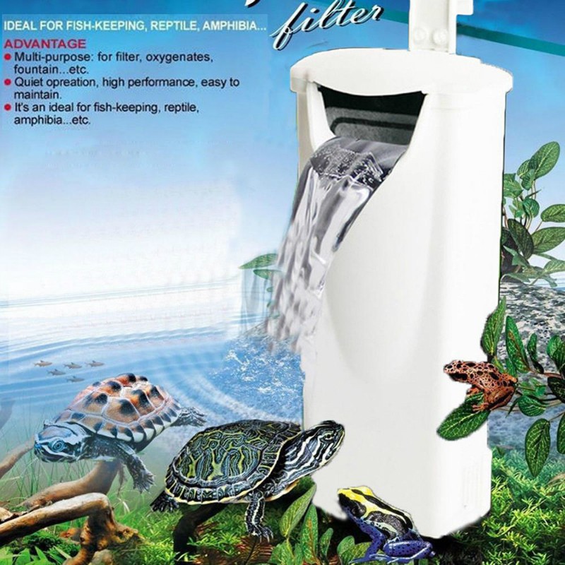 220v 3W 瀑布水族箱過濾器烏龜魚缸低水位過濾器魚龜海綿過濾器氧氣泵
