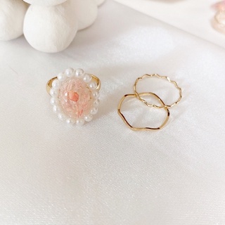 ::滿天星粉色珍珠戒指