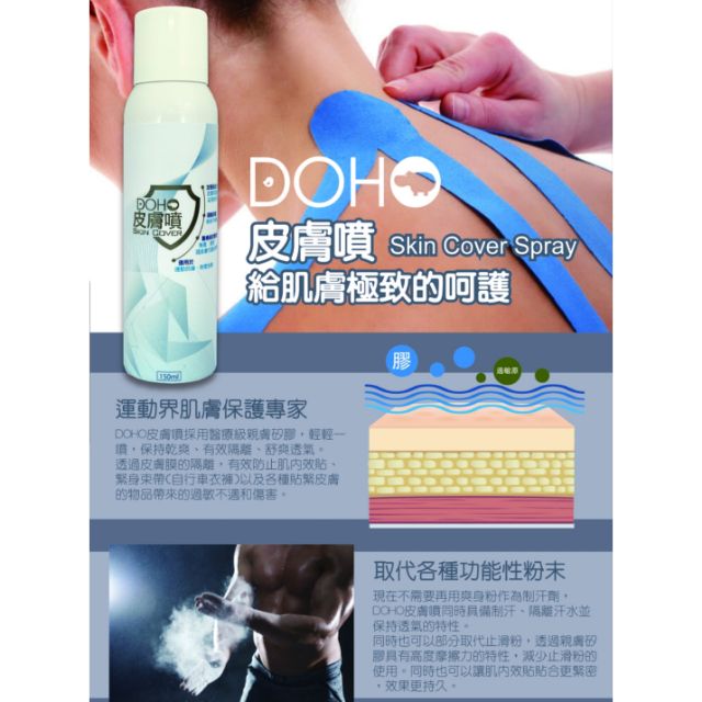 Doho皮膚噴/免運/止滑/抑汗/握力提升/肌內效貼前噴/運動繃帶前噴/取代止滑粉，碳酸鎂/傷口保護/皮膚防護噴霧