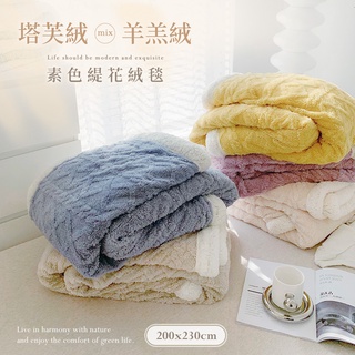 特大尺寸 塔芙絨x羊羔絨 素色緹花毯 200X230cm【多款任選】雙層保暖 極致柔軟手感 毛毯 保暖毯 絨毛毯