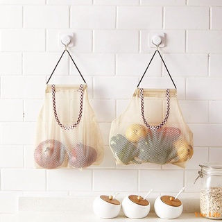 創意 家用廚房蔬菜收納網袋 多用途水果壁掛袋 可掛式洋蔥大蒜儲物袋 廚房掛袋 居家簡約壁掛收納袋