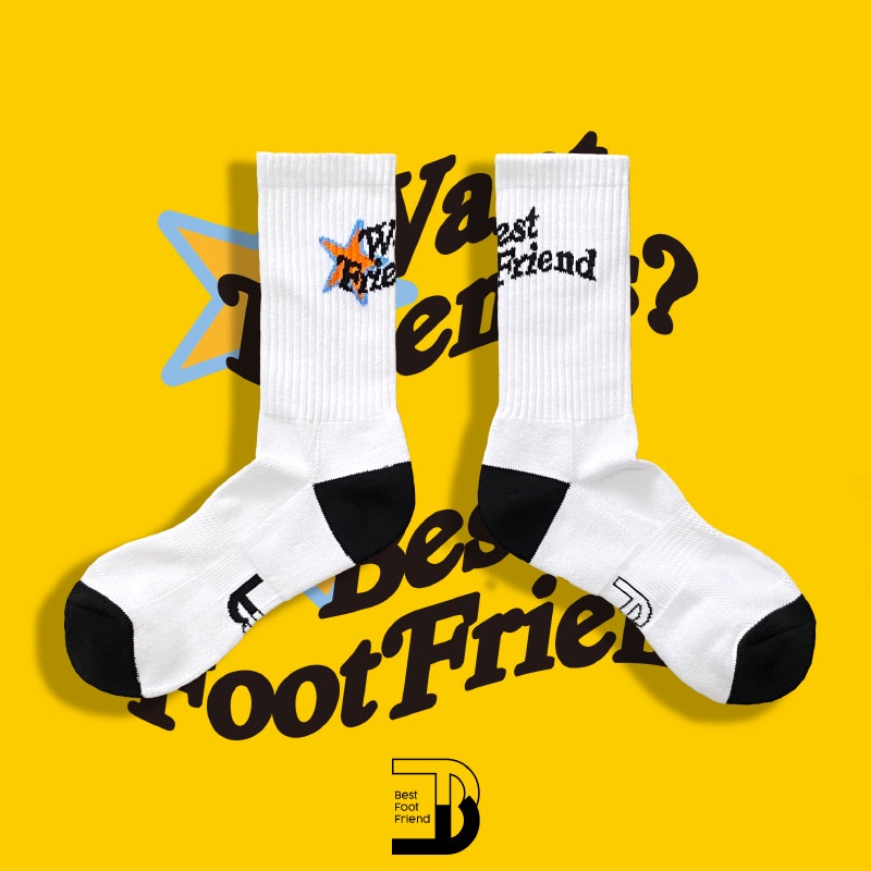 BEST FOOT FRIEND - BF210023-WH HEART STAR BFF 中筒襪 / 小腿襪 (白色)