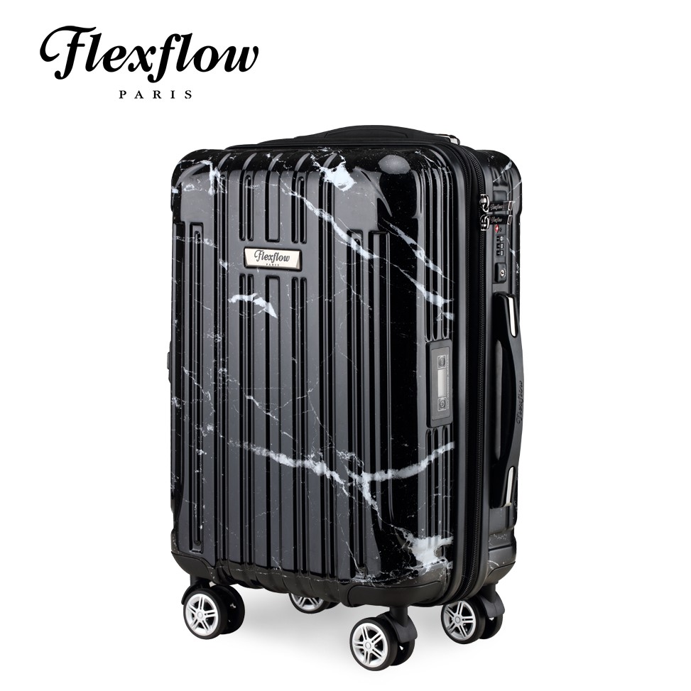 Flexflow 黑大理石 里爾擴充系列19吋 智能測重防爆拉鍊旅行箱