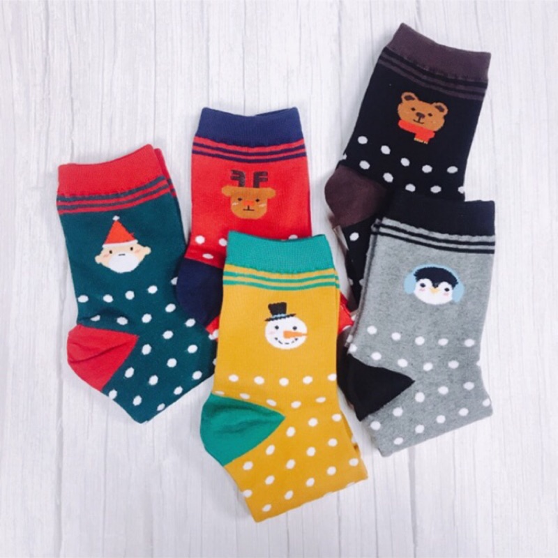 【花想容】聖誕點點襪 聖誕節 聖誕老人 聖誕禮物 聖誕襪子 聖誕老公公 雪人 麋鹿 企鵝 韓國襪子