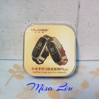米布斯 小米手環3 真皮 Plus 腕帶 - 黑