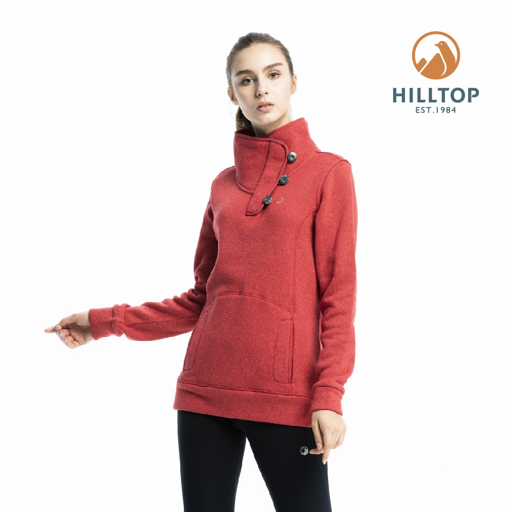 【Hilltop山頂鳥】女款 ZISOFIT保暖吸濕快乾刷毛上衣H51FJ0-紅