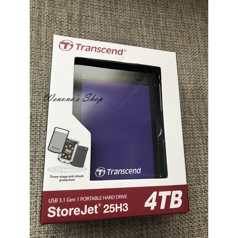 ★蝦皮最低價★ 創見 StoreJet 25H3 2.5吋 4TB USB3.1 Gen1 防震行動硬碟 外接式硬碟