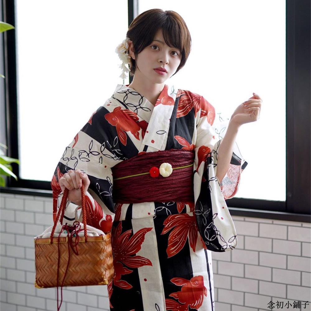 新款女生日本傳統和服浴衣女正宗日本花火大會旅遊和服金魚柄印花和服角色扮演表演服裝浴衣套裝女念初 蝦皮購物