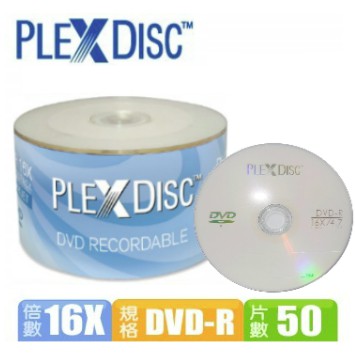 【空白DVD光碟片】PLEXDISC DVD-R 16x 50片裝