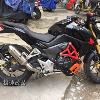 蝦皮現貨熱銷適用於cb190r CBF190摩托車改裝暴風眼不銹鋼前段直排煙筒排氣管
