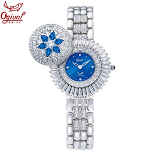 Ogival愛其華 花中花天然寶石珠寶錶-寧靜藍 380-55DLW (藍面)32mm