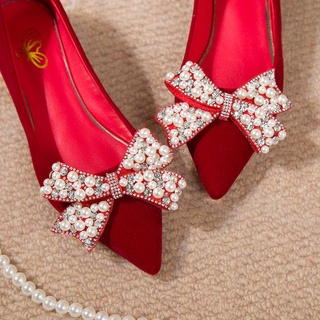 紅色婚鞋 女 平底 年 新款 新娘鞋 不累腳 孕婦 可穿 中式秀禾服 結婚鞋