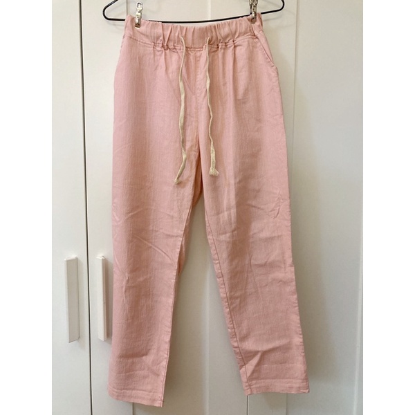 粉紅色溫柔棉麻全新韓國購入長褲