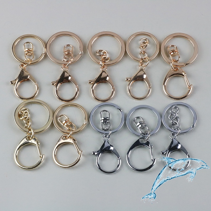 手工飾品DIY手作材料配件 白k龍蝦鏈條鑰匙圈k金龍蝦扣鑰匙環D形鑰匙扣鑰匙圈材料零件