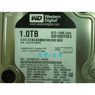 【登豐e倉庫】 YF80 黑標 WD1002FAEX-00Z3A0 1TB SATA3 硬碟