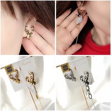 NEH0668 Nuance飾品 韓國飾品 耳釘 可愛小鹿三角形鎖鏈耳釘