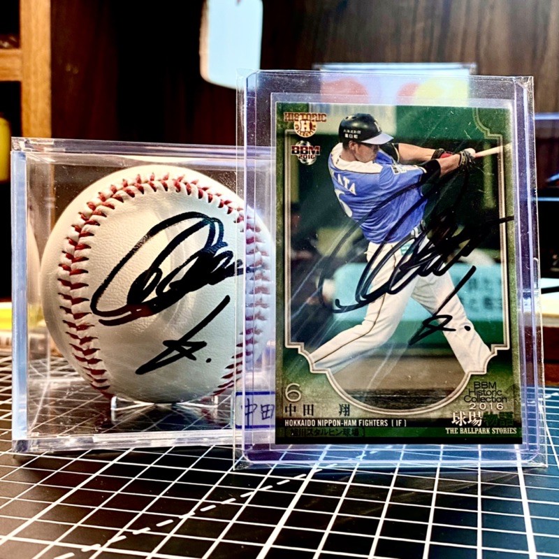 Npb 日本職棒北海道火腿鬥士中田翔簽名球簽名卡非王柏融大谷翔平彭政閔李振昌峮峮 蝦皮購物