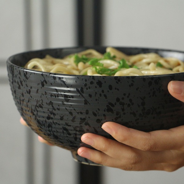 高級料理餐具 家用陶瓷黑碗 特色日式麵條大碗 個性吃拉麵碗(B款)