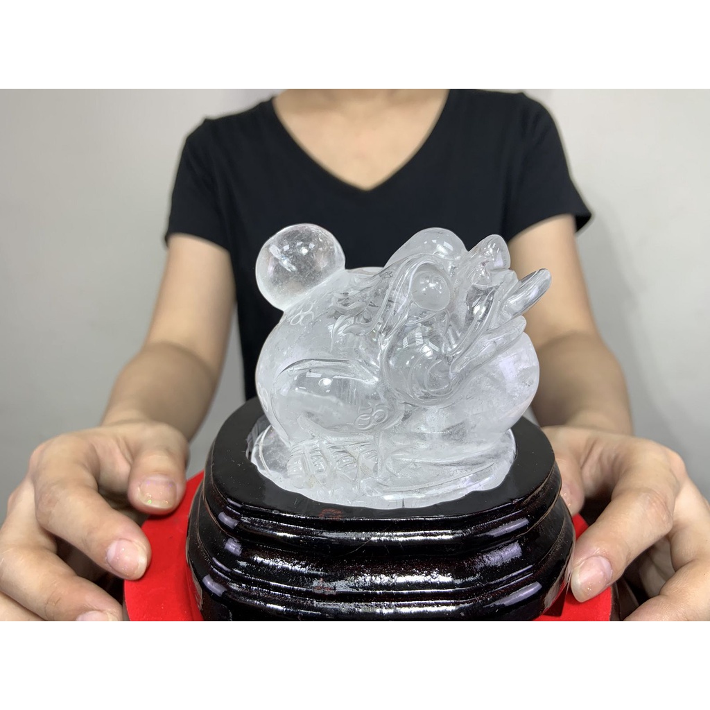 阿一藝品 巴西天然【白水晶蟾蜍】水晶 白水晶 蟾蜍 招財 三腳 金蟾 清透料 水晶之王 招財擺件 風水擺件 D51