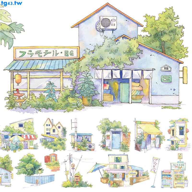 Okmt社團建筑造景手帳賬本和紙膠帶貼紙周邊素材日式街景滿300元出貨 蝦皮購物