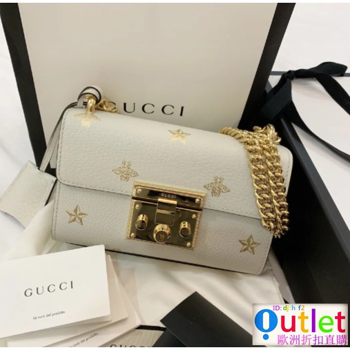 Outlet歐洲代購gucci Padlock 相機包432182 星星蜜蜂鏈條包肩背包黑 白色現貨 蝦皮購物