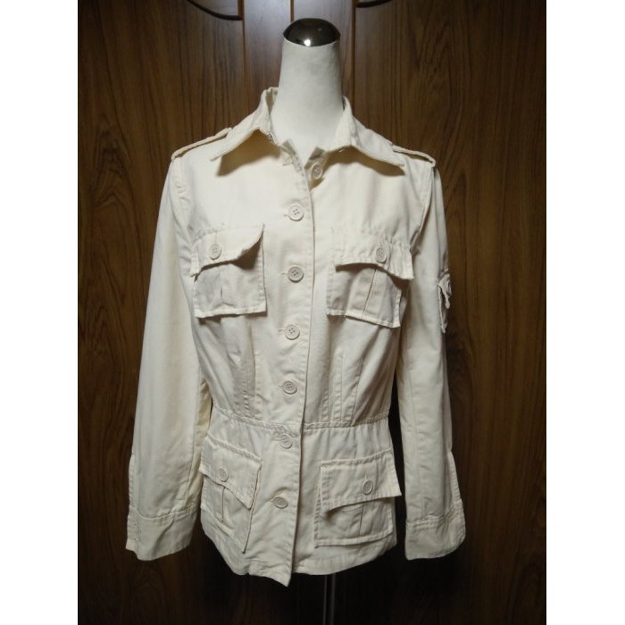 (G079) 美國品牌Abercrombie 麋鹿牌米白色軍裝外套 M號 美國製~牧牧小舖~優質二手衣~