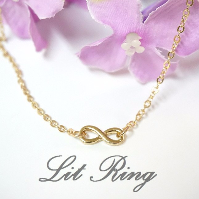 【Lit Ring】Infinite金色無限符號項鍊。金色 簡約 無限大 8字 鎖骨鍊 短項鍊 項鍊 飾品 首飾