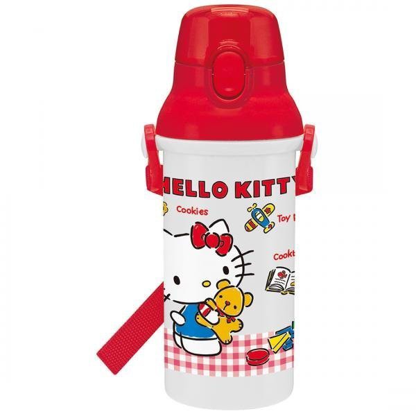 日本製 Skater Hello Kitty (格子) 彈開直飲式 冷水壺 兒童水壺