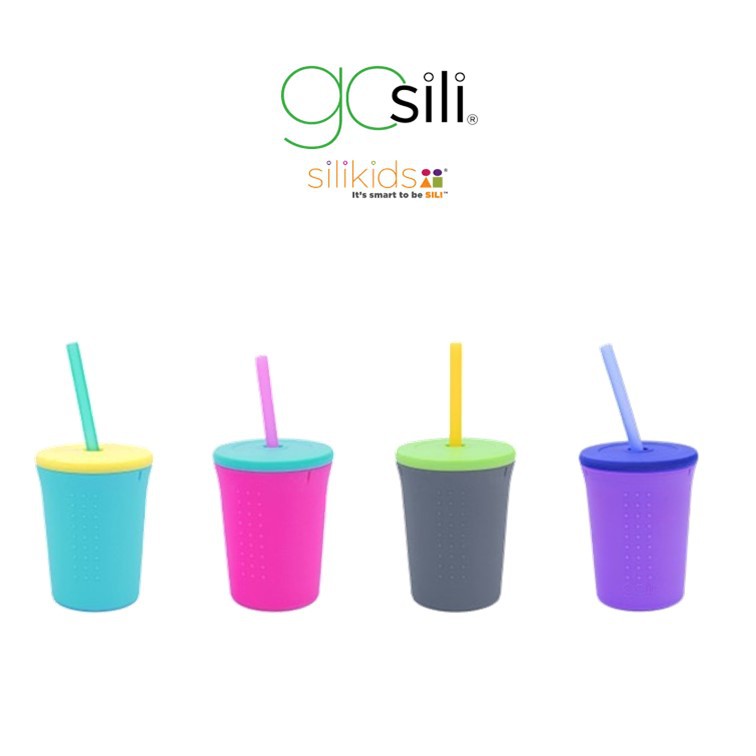 美國 gosili/silikids 果凍餐具 (12oz TOGO矽膠吸管杯組)