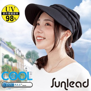 【Sunlead】吸濕排汗。COOLMAX涼感透氣防曬貝雷帽 (黑色)