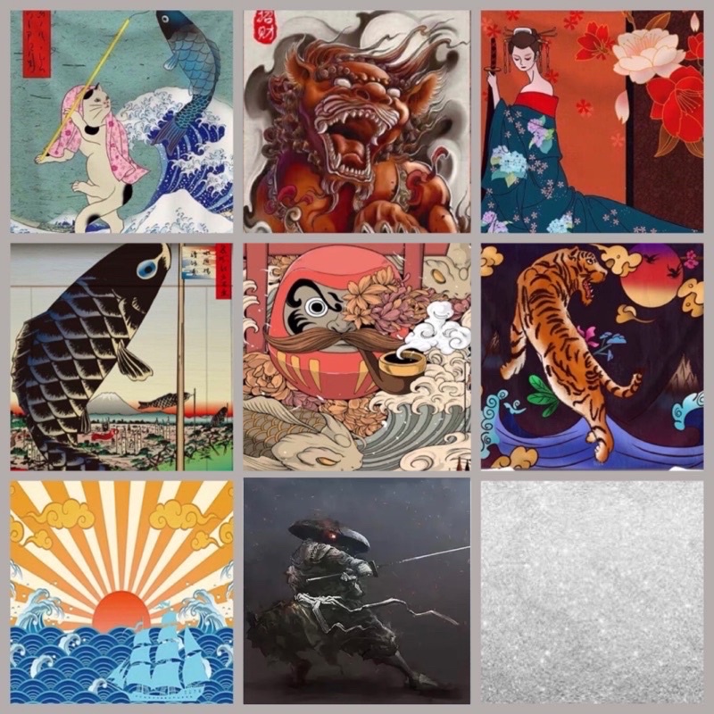 日本浮世繪掛布背景布家飾家居桌巾裝飾虎不倒翁達摩鯉魚旗招財獅子 蝦皮購物